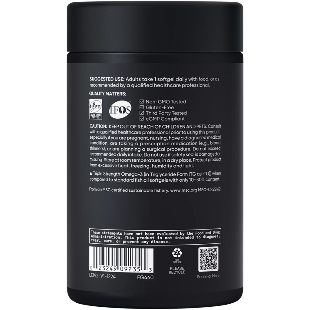 Omega 3 Fish Oil Supplement, Triple Strength 1250Mg Omega 3 Fatty Acids, 60 Softgels