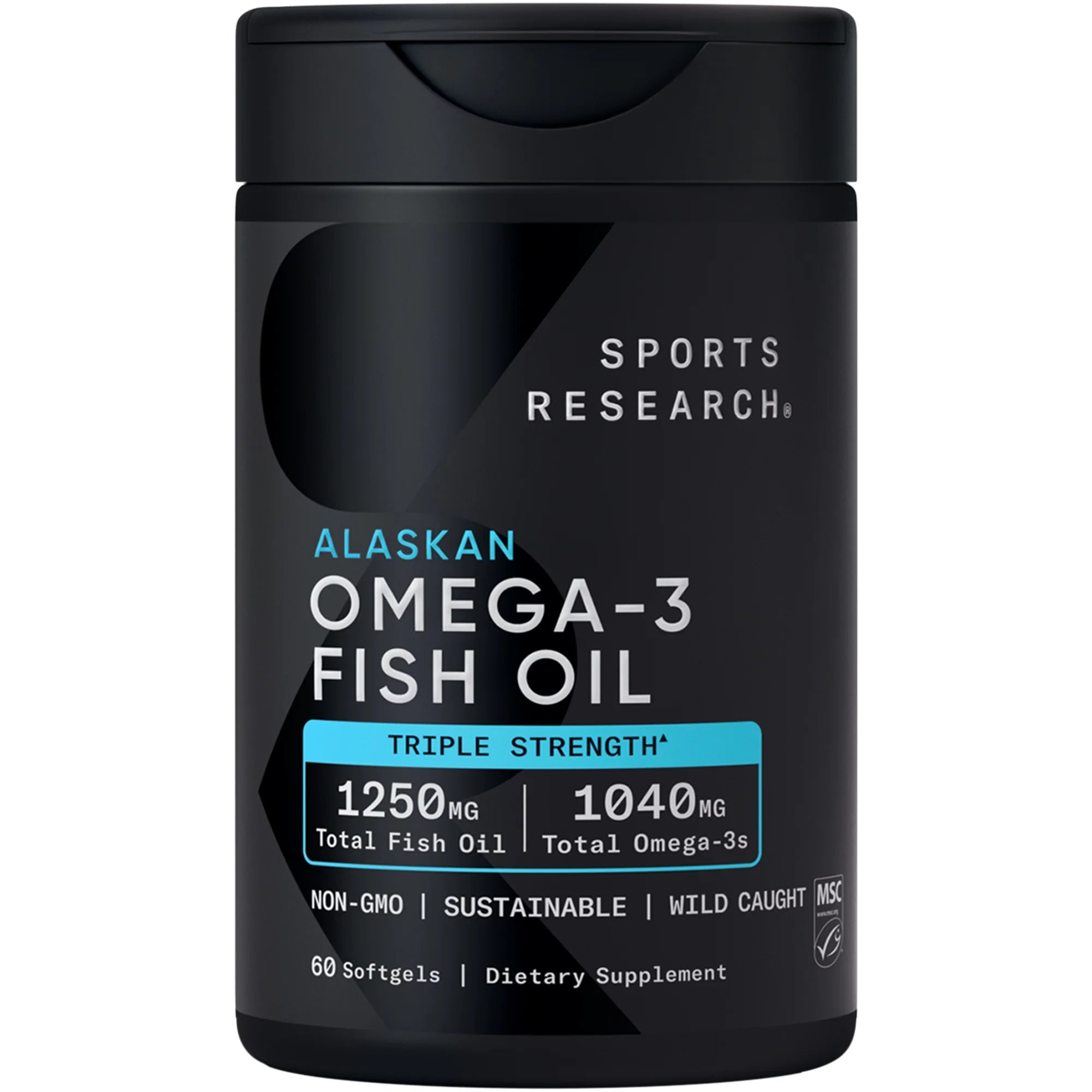 Omega 3 Fish Oil Supplement, Triple Strength 1250Mg Omega 3 Fatty Acids, 60 Softgels